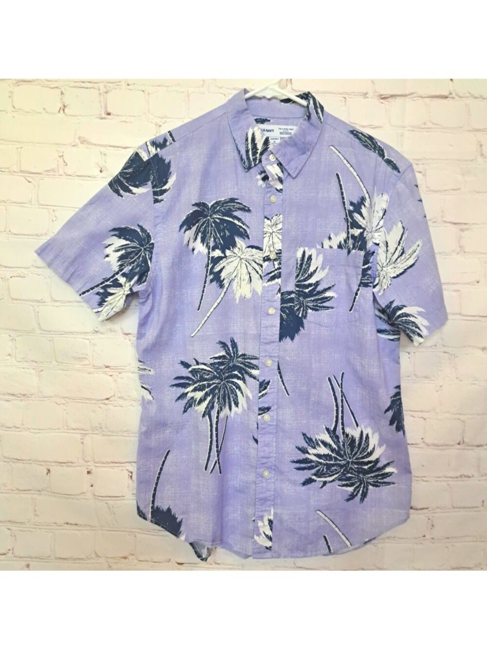 Old Navy Men's Cotton Tropical Print Slim Fit Button Front Shirt Size Medium